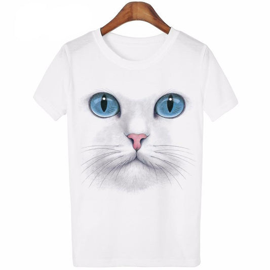 3D Cat face Print T-shirt for Women