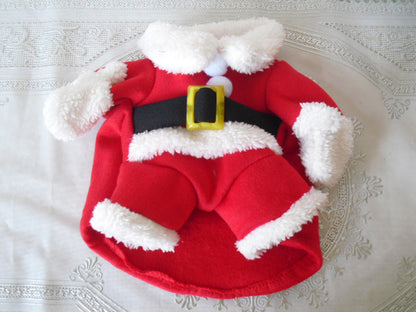 Santa Claus Cat Costume. Cat Coat Winter Clothes Christmas img 03