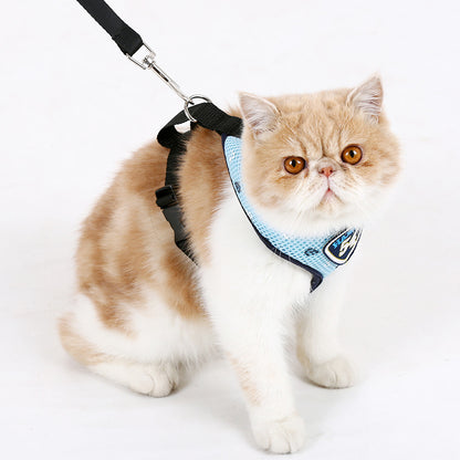 Pet Cat Harness Vest Leashes Suit Navy Blue img 06