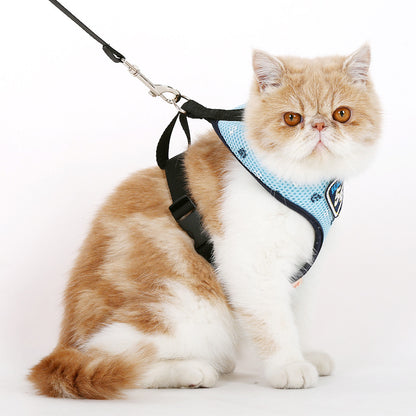 Pet Cat Harness Vest Leashes Suit Navy Blue img 05