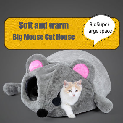 Grey Mouse Shape Bed for Cat -Waterproof Bottom img 03