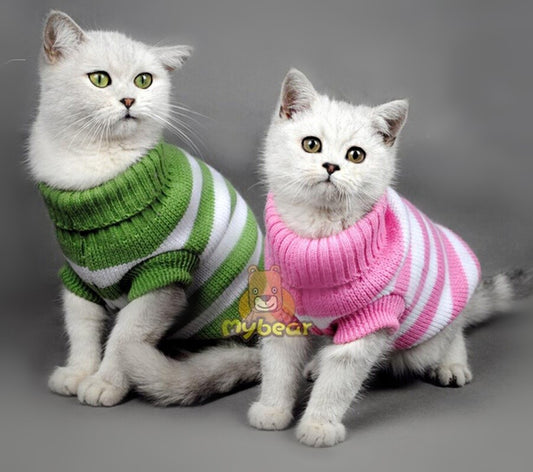 Candy Stripe Color Warm Winter Cat Sweater for cats img 01