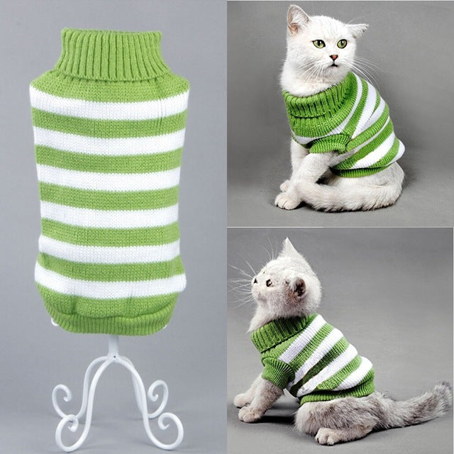 Candy Stripe Color Warm Winter Cat Sweater for cats img 08