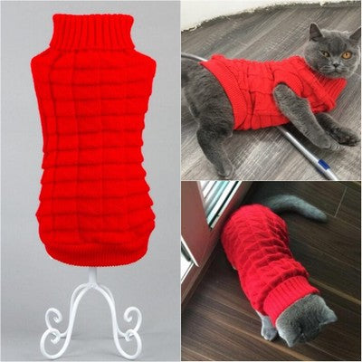 Candy Stripe Color Warm Winter Cat Sweater for cats img 02