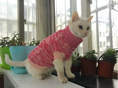 Candy Stripe Color Warm Winter Cat Sweater for cats img 12