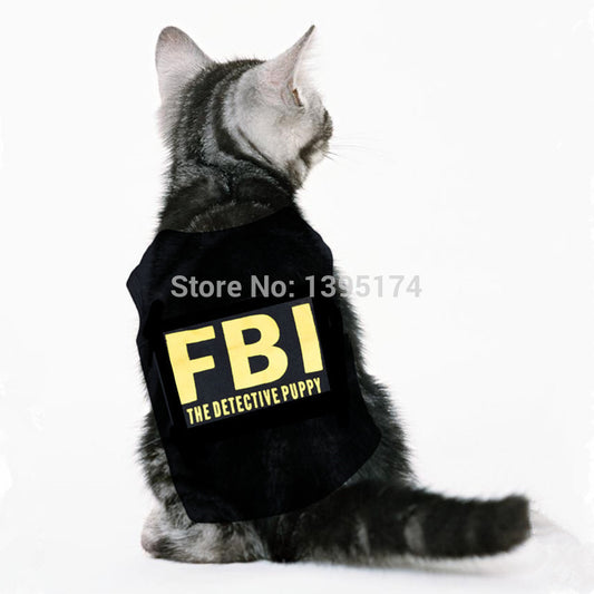 Sport Vests T Shirt Cotton Cat Costumes FBI Print img 01