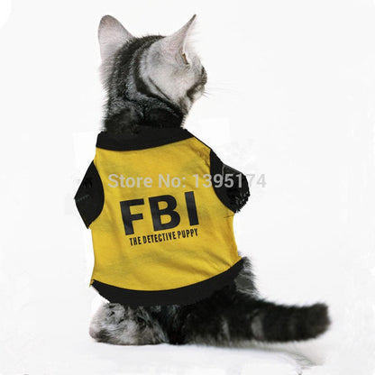 Sport Vests T Shirt Cotton Cat Costumes FBI Print img 03