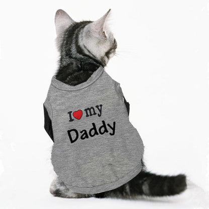Cute Cat Cotton Shirt Clothing  For Cats Love Mommy Daddy img 02