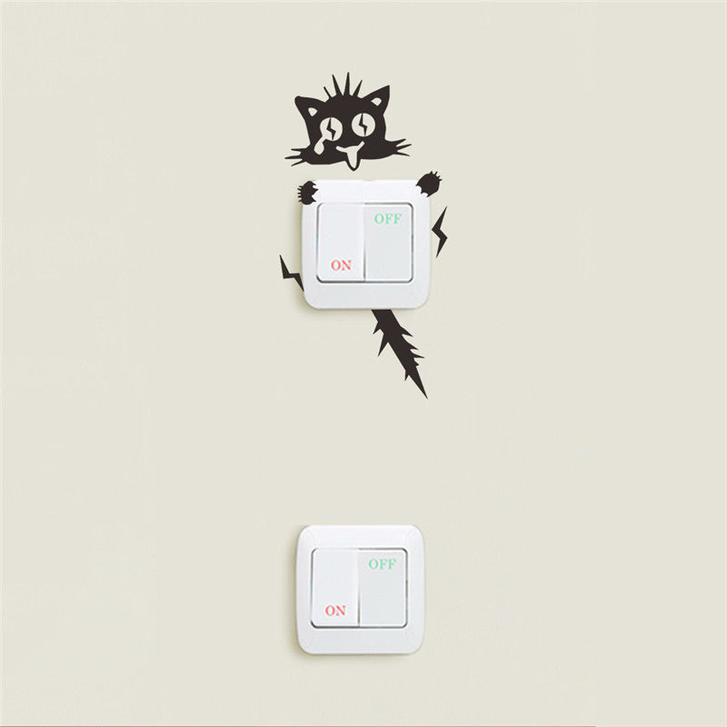 Funny Electric Shock Cat Wall Sticker