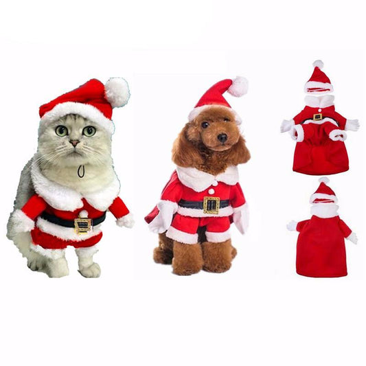 Santa Claus Cat Costume. Cat Coat Winter Clothes Christmas img 01